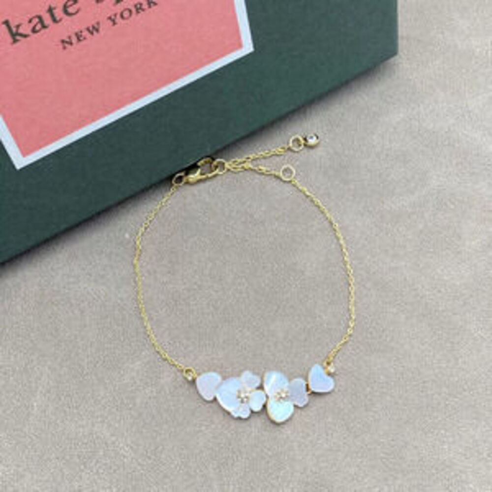 kate spade Mother of Pearl Inlaid Flower Four Leaf Clover Bracelet
